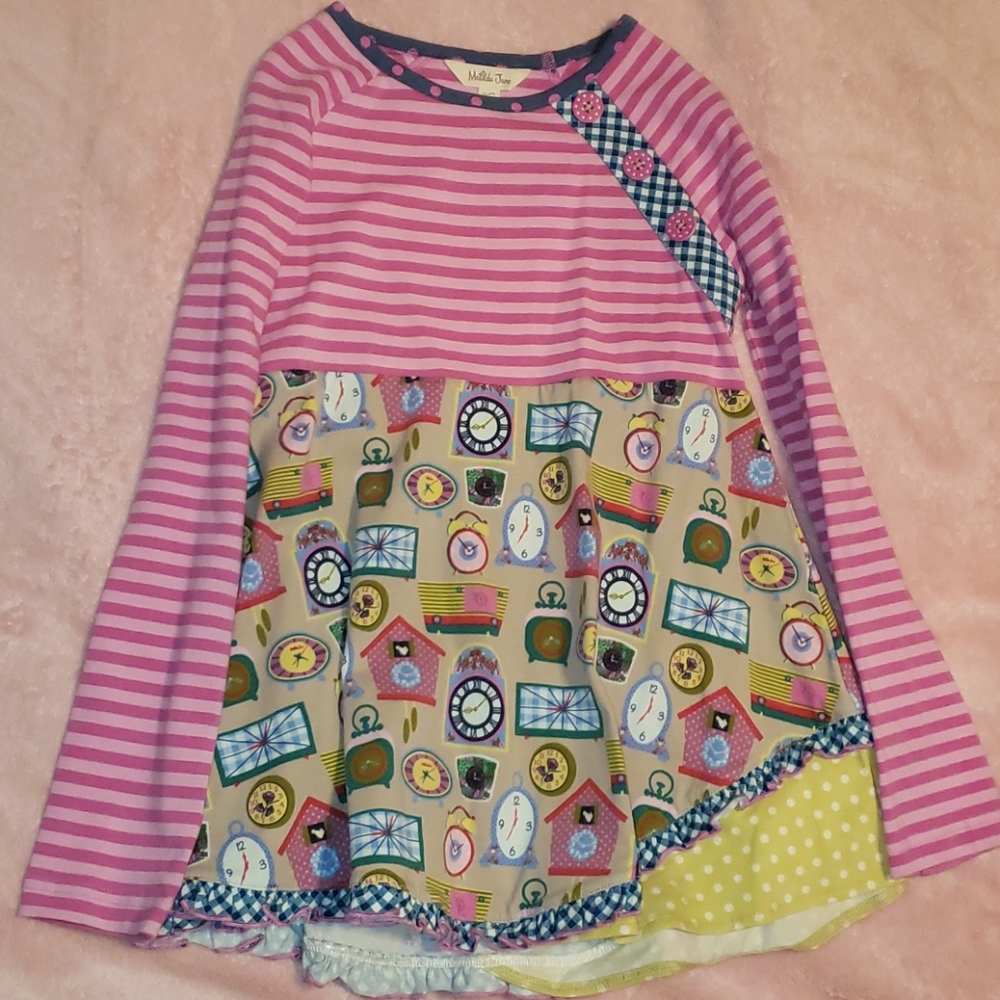 Matilda Jane girls size 8 top with clocks